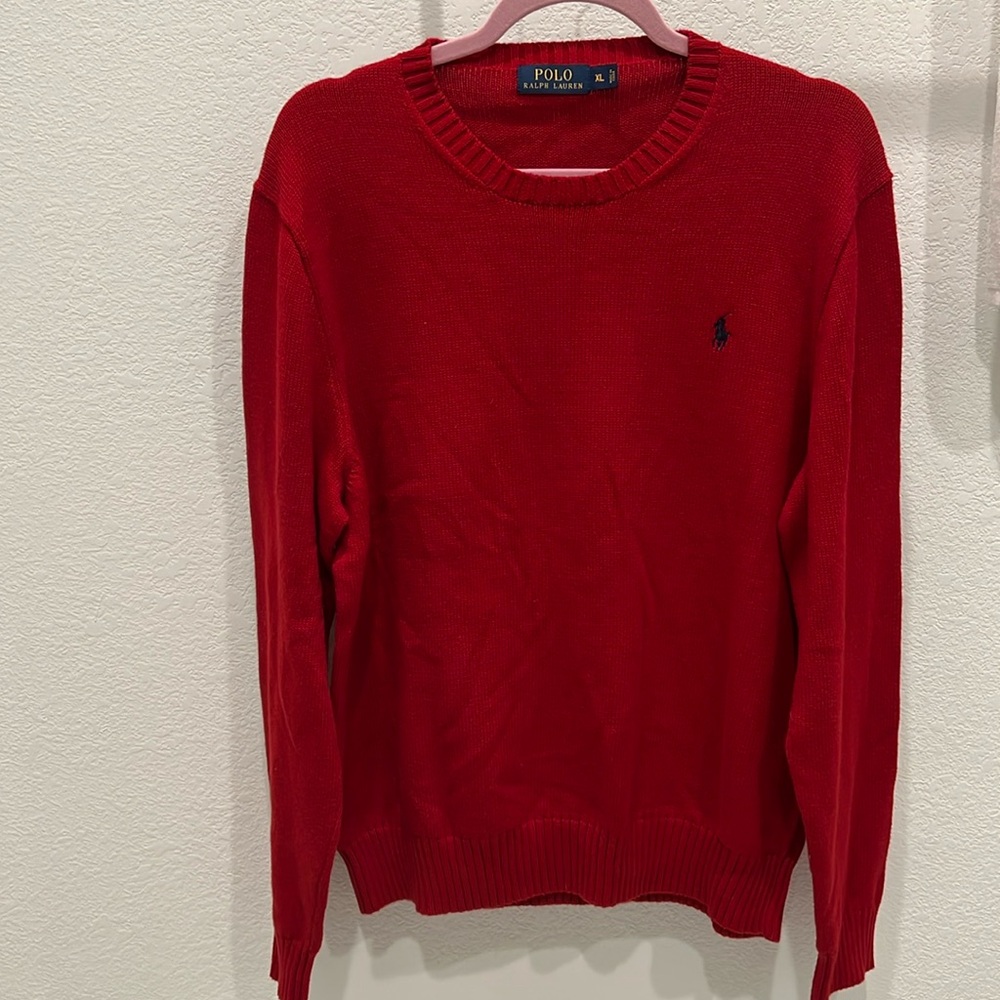 Men’s Polo Ralph Lauren Vintage Red Long Sleeve Sweater
